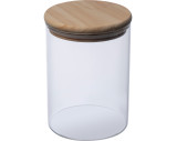 Tarro de vidrio borosilicato con tapa de madera de pino, 700 ml